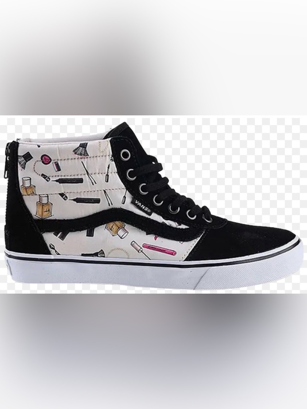 Vans Women’s Lace-up or Slip-on Sneakers in White with Gum Soles and Pink Detail